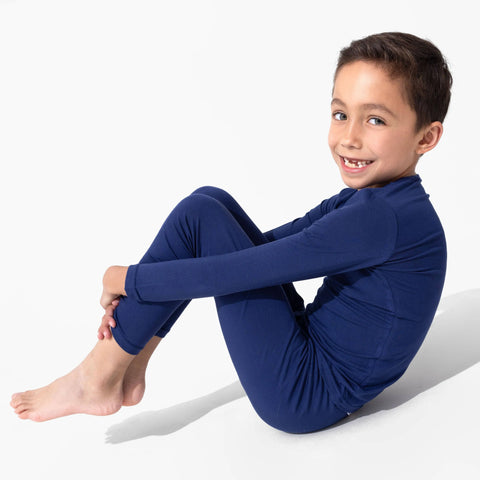 Kids Bamboo Pajama Set - Indigo Blue