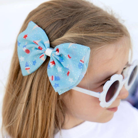 Bomb Pop 4th of July Tulle Bow Hair Clip - Sweet Wink