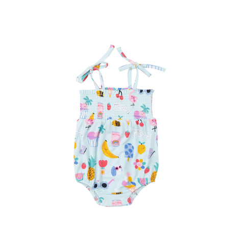 Ice Cream Giggles Tie Strap Smocked Bubble - Angel Dear