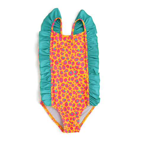 Kelly Cheetah Neon Girls One Piece Swimsuit - Gigi and Max
