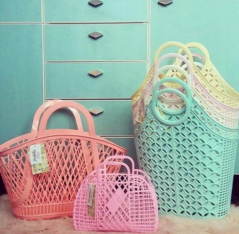 Sun Jellies-Betty Basket Jelly Bag - Bubblegum Pink-#Butter_Bug_Boutique#