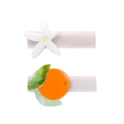 Tangerine Flower Hair Clips Set - Lilies & Roses NY