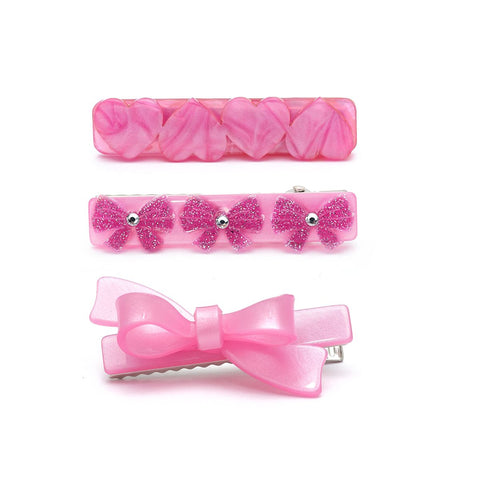 Bows & Hearts Pink Shades Hair Clips