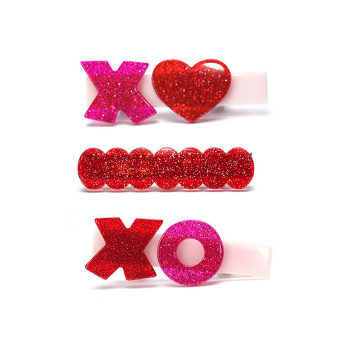 XOXO Glitter Red Hair Clips