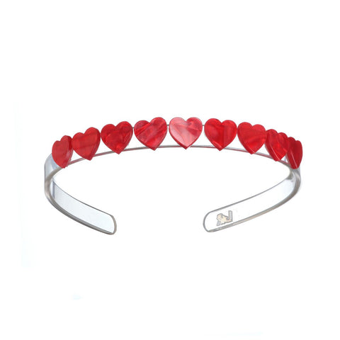 Red Glitter Hearts Headband