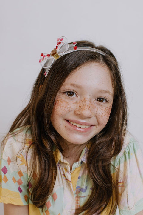 Fat Bow Red Pink Hearts Headband