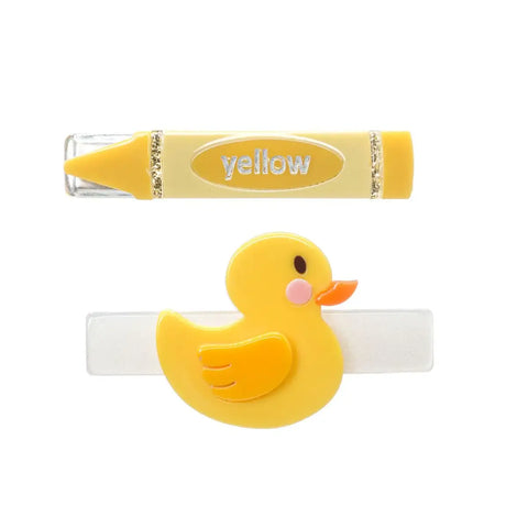 Duck Crayon Yellow Hair Clips