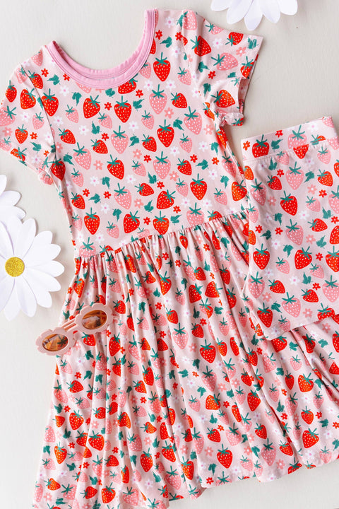Bamboo Twirl Dress with Shorts - Strawberry