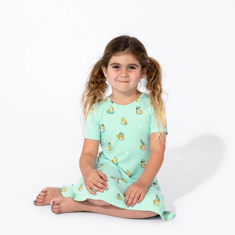 Bamboo Short Sleeve Dress - Rubber Ducky
