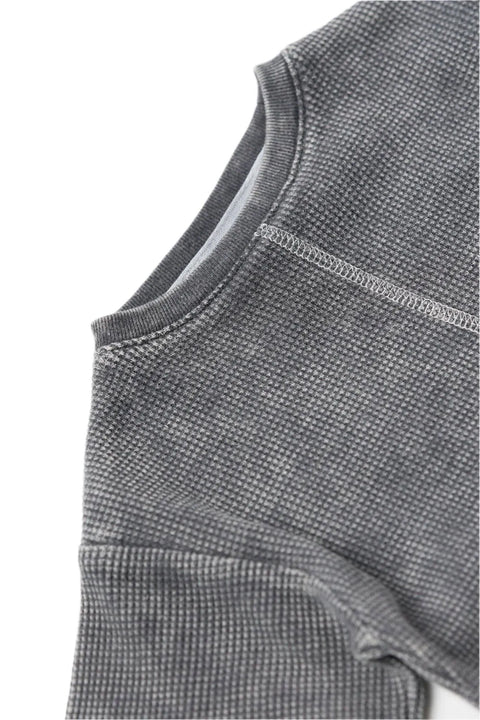 Acid Wash Waffle Tee - Black