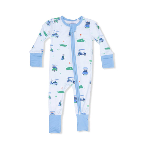 Convertible Romper - Vintage Golf Carts Blue