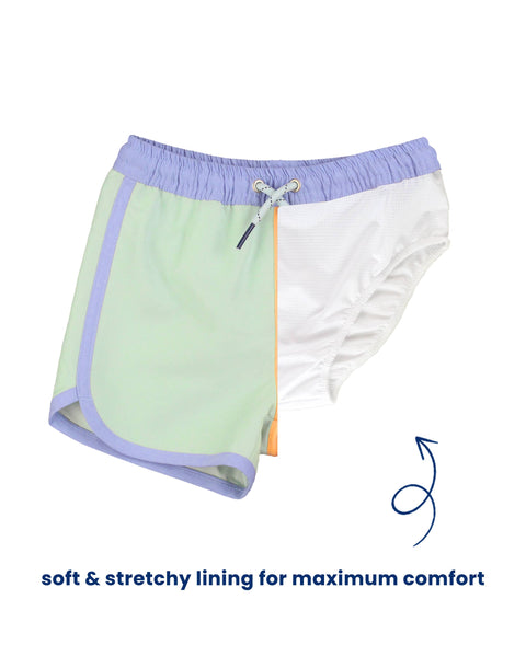 Periwinkle, Green, & Ginger Swim Trunks