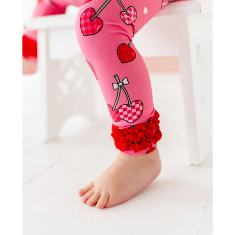 I Love You Cherry Much Ruffle Kids Bamboo Pajamas