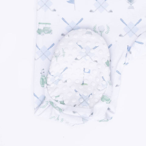 2 Way Zipper Footie - Golf Trellis Blue