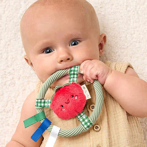 Itzy Ring Pal™ - Teething Ring with Plush Character: Red Tomato
