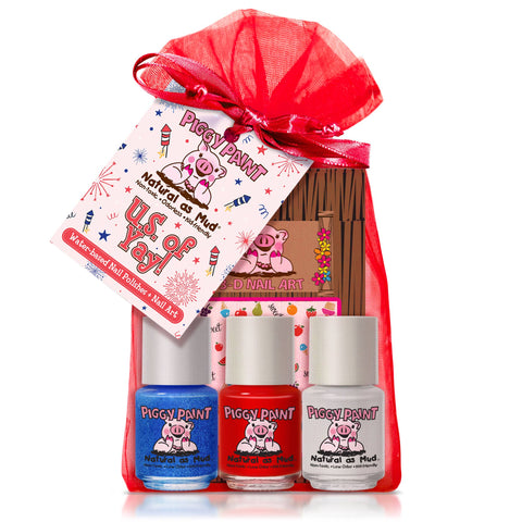 Non-toxic Nail Polish Set for Kids - U.S. of YAY! Red, White & Blue