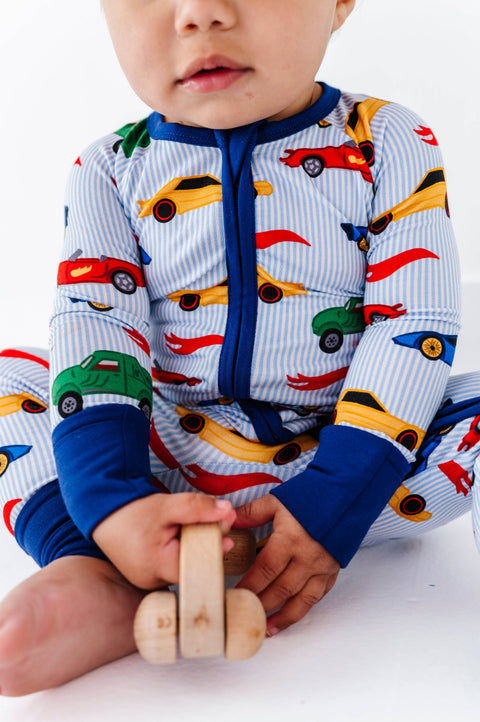 Racing Stripes Bamboo Convertible Footie for Babies