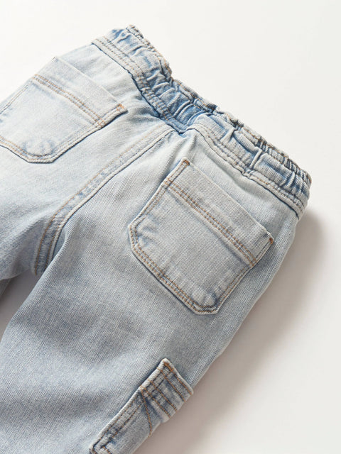 Cargo Denim Jogger - Light Wash