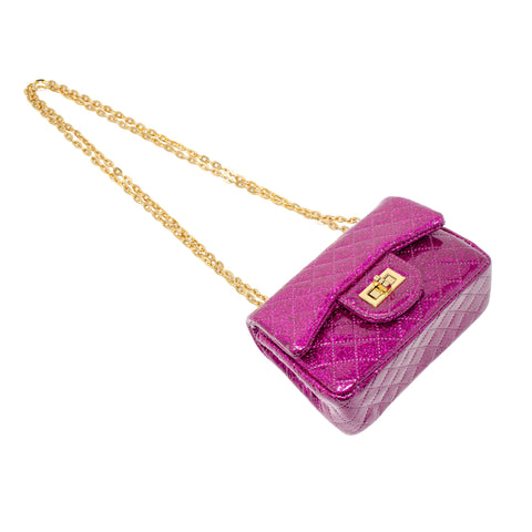 Classic Quilted Sparkle Kids Mini Purse - Hot Pink