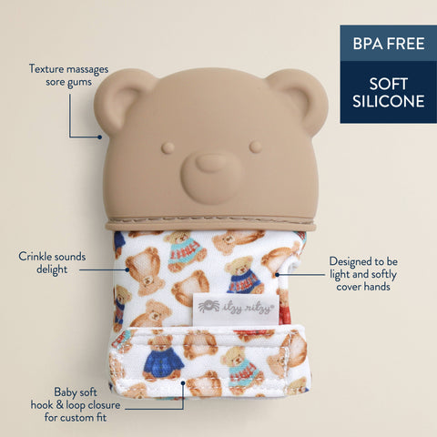 Itzy Silicone Teething Mitt™ - Vintage Bear
