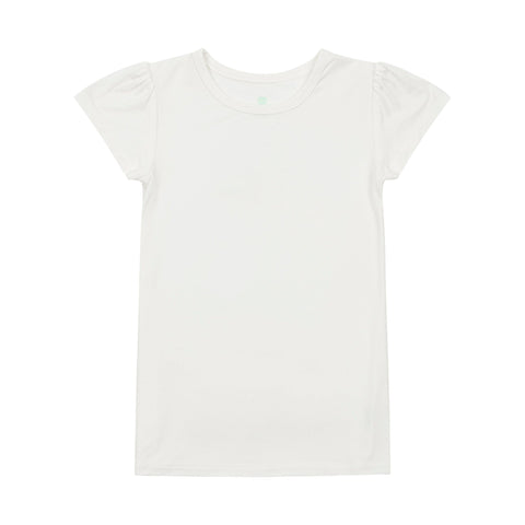 Girls Cap Sleeve Bamboo Tee - White