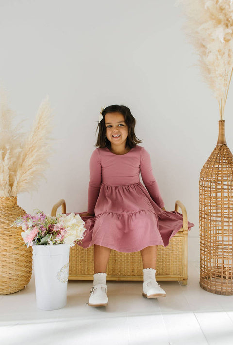Gwendolyn Ruffle Dress in Antique Rose
