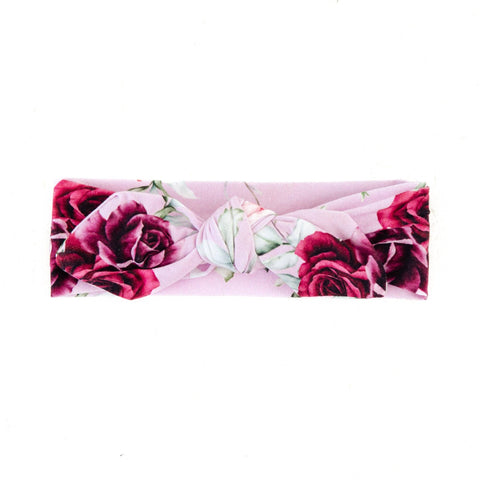 Purple Roses Bamboo Topknot Headband