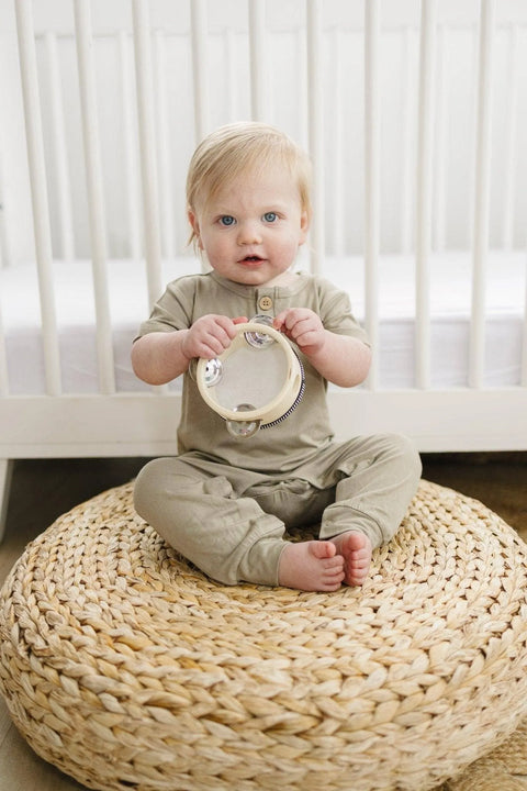 White Bamboo Henley Romper