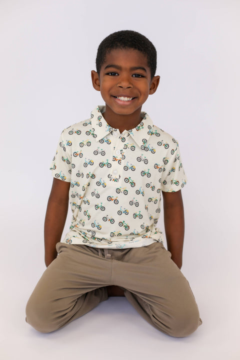 Bike Buddies Bamboo Short Sleeve Polo Shirt for Boys
