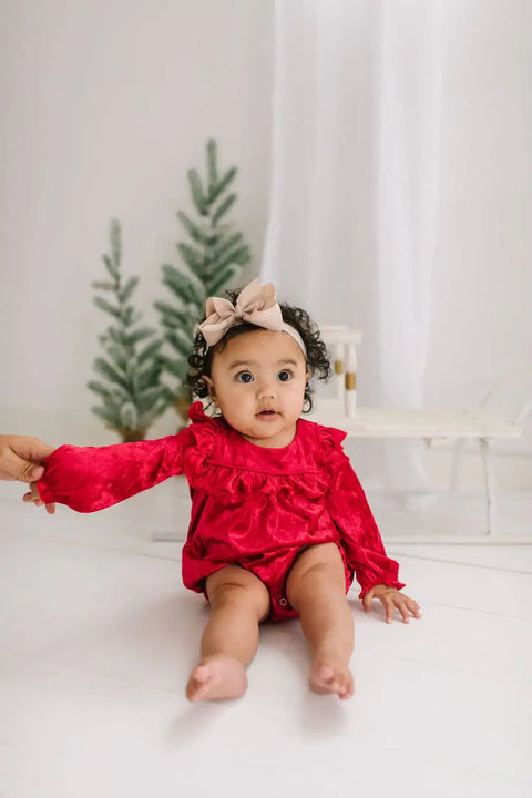 Hayley Romper - Red Crushed Velvet