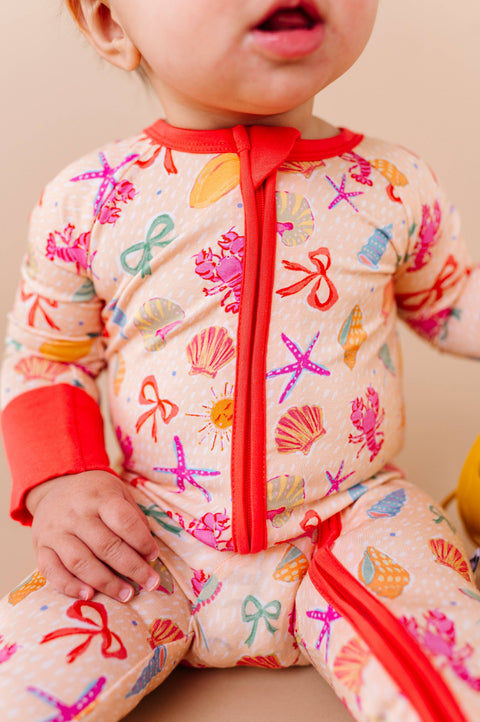Shell We Go to Bed Pink Convertible Footies