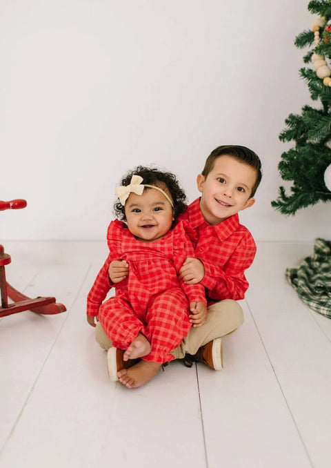 Mabel Romper - Red Picnic Plaid