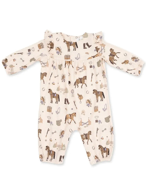Ruffle Sleeve Snap Romper - Pretty Equestrian