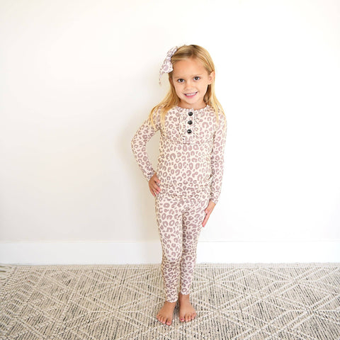 Amari Leopard Ruffle Bamboo Pajama Set