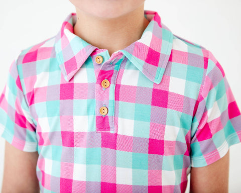 Spring Plaid Polo Shirt and Short Set