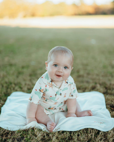 Golf Dog Bamboo Short Sleeve Polo Romper for Baby Boys