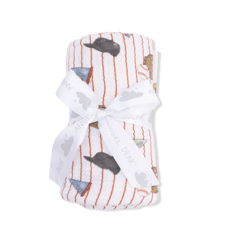 Muslin Swaddle Blanket - Vintage Baseball Stripe