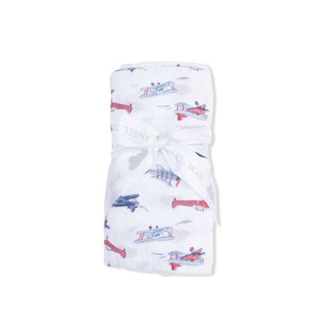 Muslin Swaddle Blanket - Vintage Planes