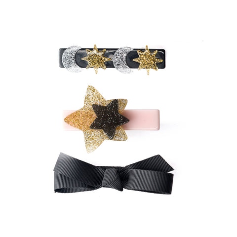 Celestial Glitter Stars & Bow Halloween Hair Clips