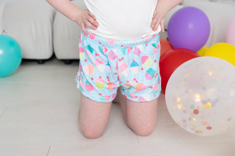 Blue Cupcake Plush Shorts for Girls