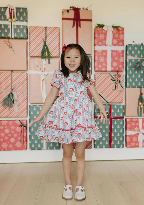 Aura Poplin Dress in Vintage Santa