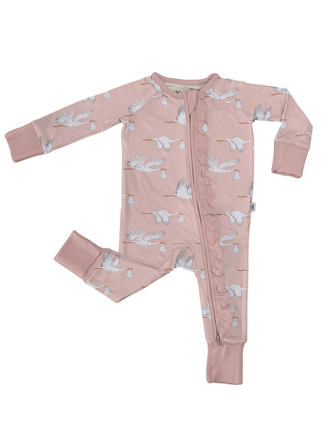 Baby Girl Pink Storks Bamboo Pajamas