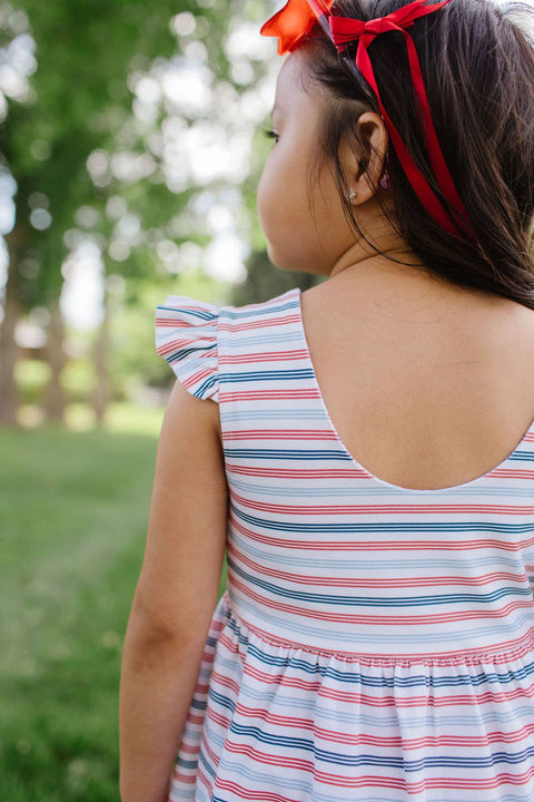 Macie Romper - Patriotic Stripe