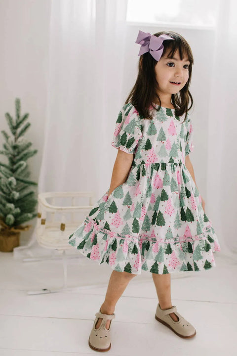Aura Poplin Dress - Christmas Tree