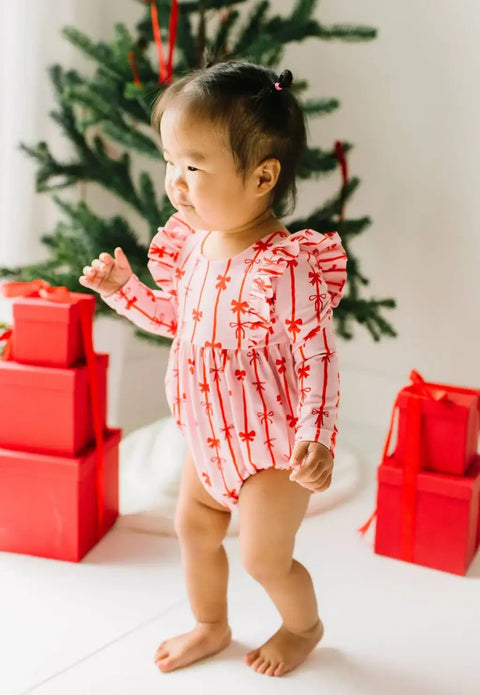 Leah Baby Romper in Dainty Bows