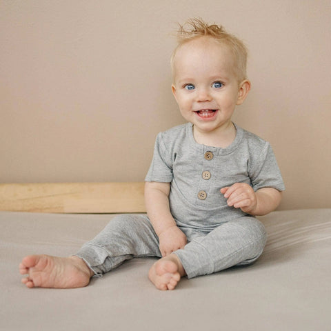 White Bamboo Henley Romper