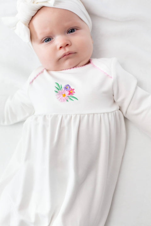 Flower Fields Embroidered Infant Gown