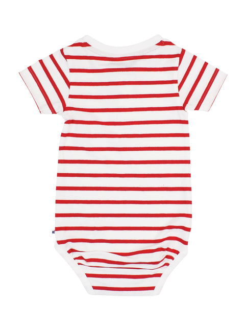 Red & White Stripe Henley Bodysuit