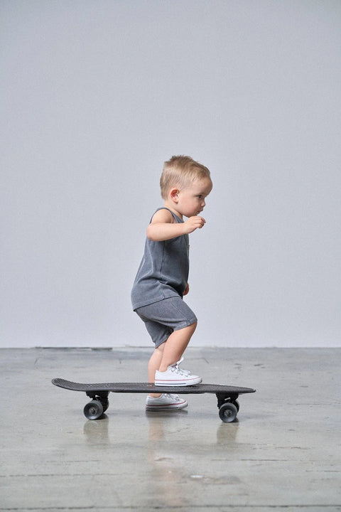 Acid Wash Ribbed Short - Black