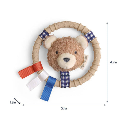 Itzy Ring Pal™ - Teething Ring with Taupe Bear
